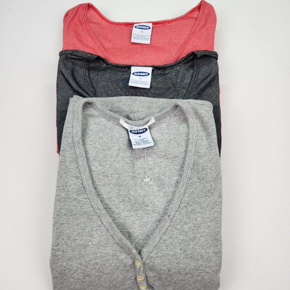 Bundle of 3 Old Navy Women's Long Sleeve Shirts Size M Cropped Casual LIke New